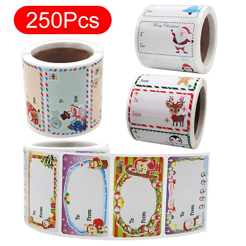 250 Stück/Rolle Klebeetiketten Vintage Weihnachten Frohe Weihnachten Weihnachtsgeschenke Feiertagsdekoration Geschenkanhänger Etikett Geschenkpapier