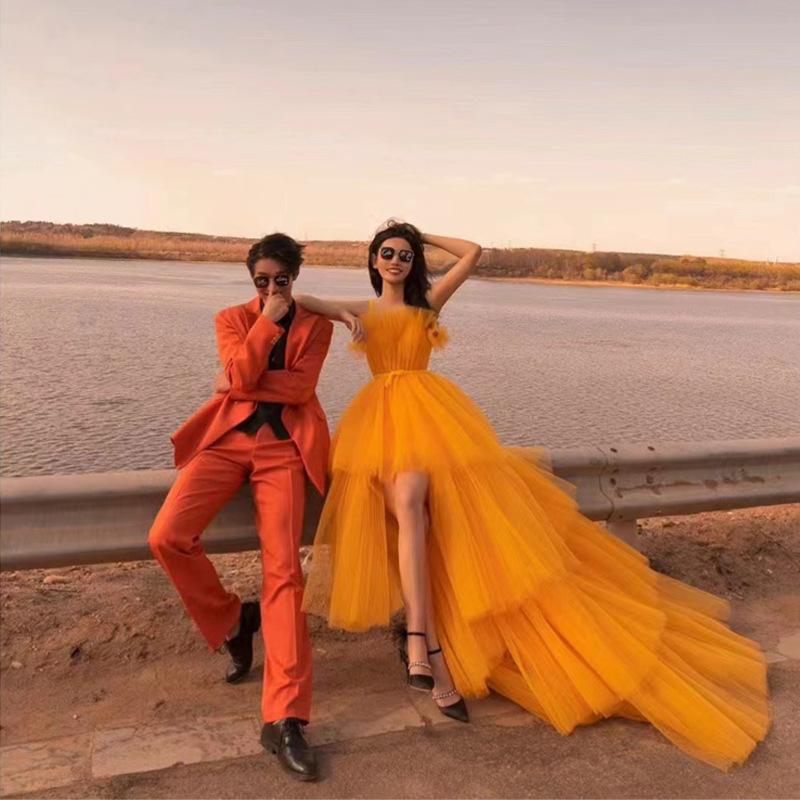 

Свадебное платье 2025 новая выставка оранжевый Мори пара локация путешествие уличная фотосессия платье повседневная одежда M оранжевый