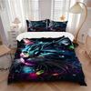 3pcs Colorful Cool Cats Bedding Set  Comfortable Bedding with Stylish Design for Bedroom,  Perfect for All Seasons.L016