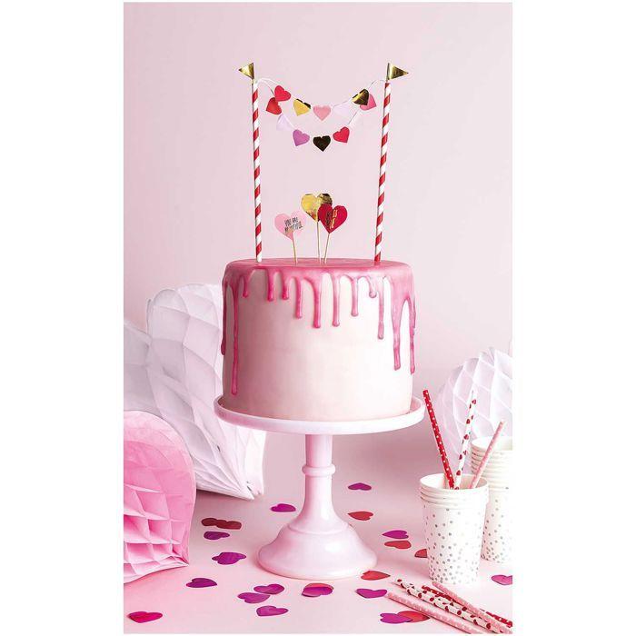 Cake Decoration - Rico Design - Hearts - 6 Pcs - White - Mixed - Adult