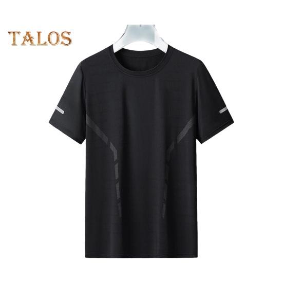 Sommer T-skjorte for menn Is Silke Rundhals Løs Pure Color Kortermet Pullover Uformell Daglig slitasje Sport Fitness Topp