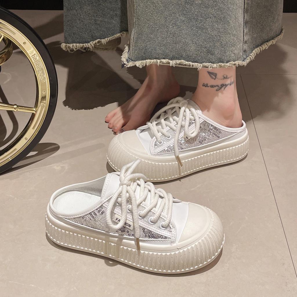 Mote 2024 Dameslippers Sandaler Botou Mueller Sko Sommer Tykke Såler Mote Lær Instagram Pop Sko Flip-flops Damesneakers