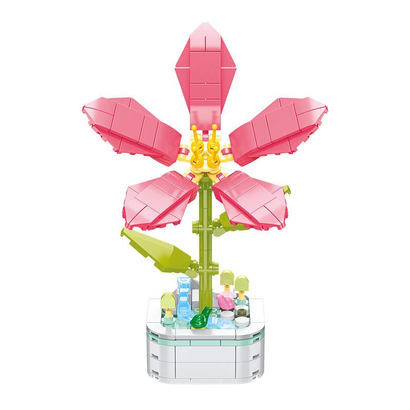 Decorative Potted Preserved Fresh Flower Educational Assembled Toys Small Particles Compatible with Lego Children's Educational Toy Building