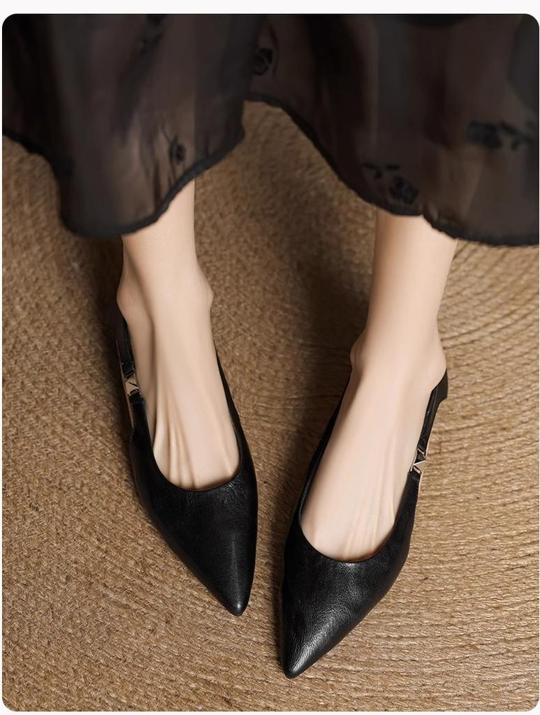 Sheepskin Version~ Hollow Flat Heel Pointed Hollow Small Single Shoes for Women's Spring and Summer New Shallow Mouth Beautiful High-end Single Shoes 
