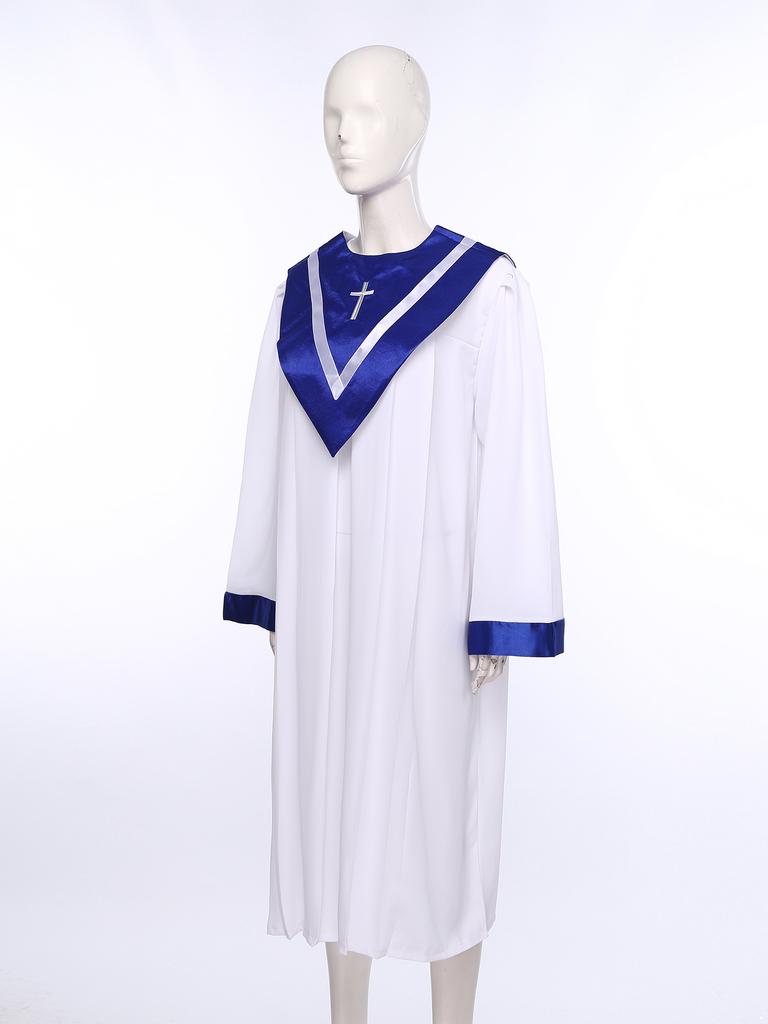 Unisex Adult Choir Robe V Shape Stole Church Chorus Performance Costume Traditional Gown