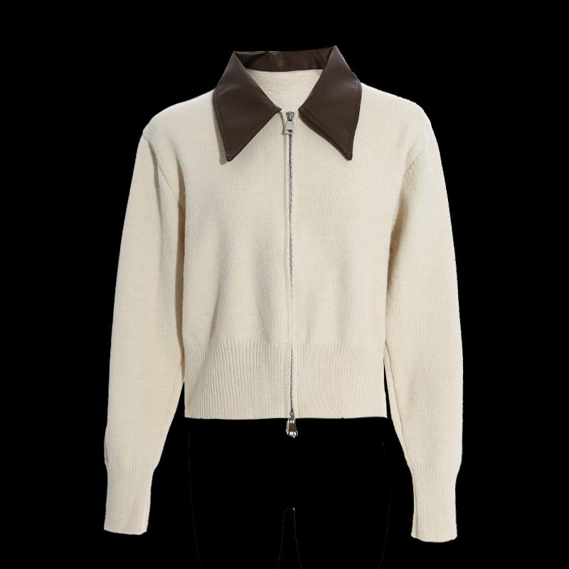 Women's Patchwork Lapel Knitted Cardigan