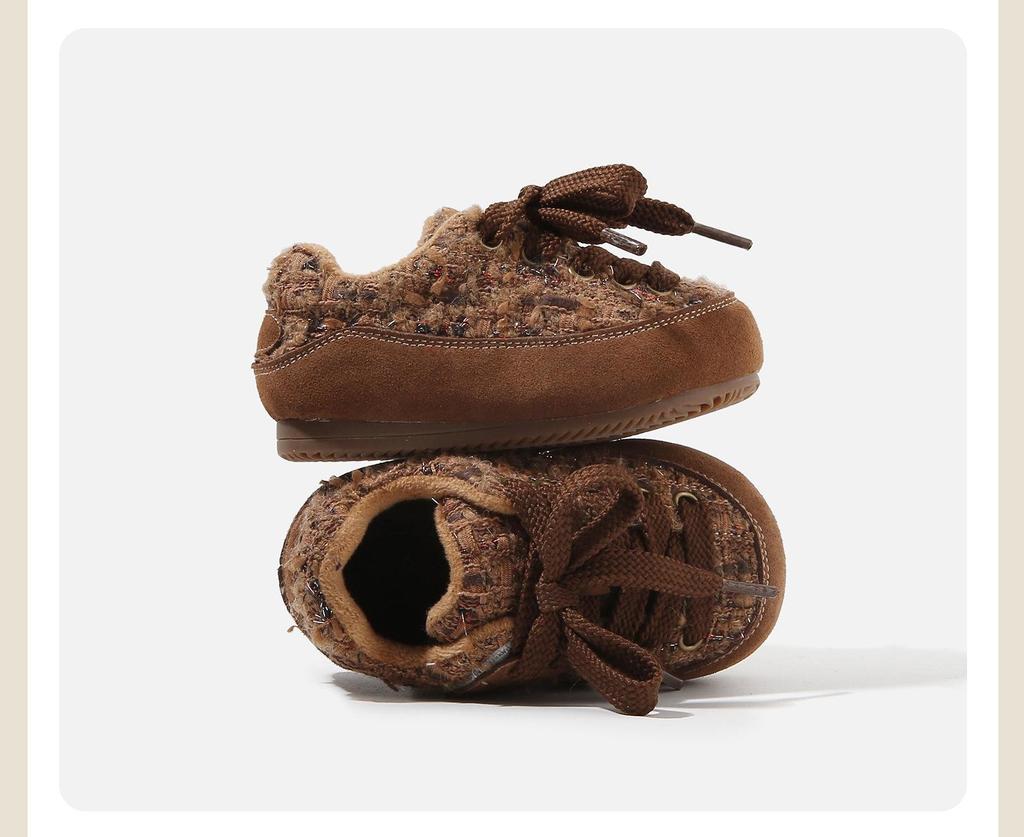 Girls' Winter Knit Toddler Shoes - Cozy Velvet Lined Casual Shoes