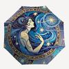 1pc Celestial Mermaid Automatic Open/close Folding Compact Umbrella, 8-Rib Sturdy Canopy, Lightweight Portable, Everyday Use, Gift,069