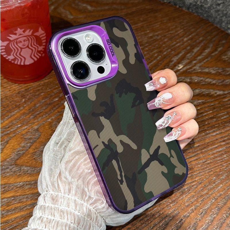 Classic Camouflage Muted Green Gray Tones Tough For iPhone 16 15 14 12 13 11 Pro Max XR XS MAX 7 8 PLUS MINI Cool Y2K Cover
