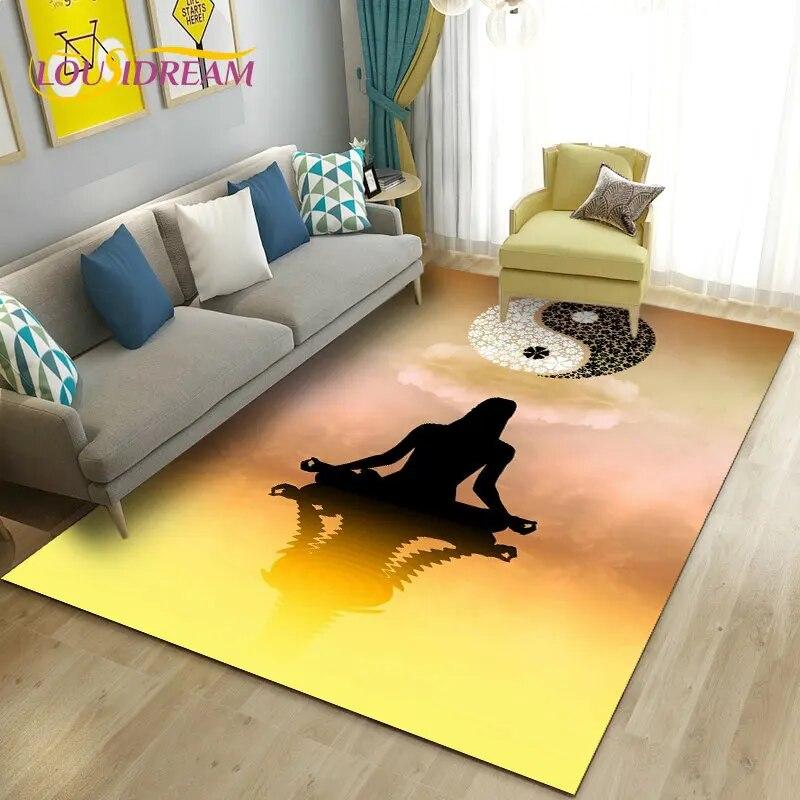 Rainbow 7 Chakra Mandala Bohemia Area Rug,Carpet Rug for Living Room Bedroom Sofa Doormat Decoration,Yoga Non-slip Floor Mat