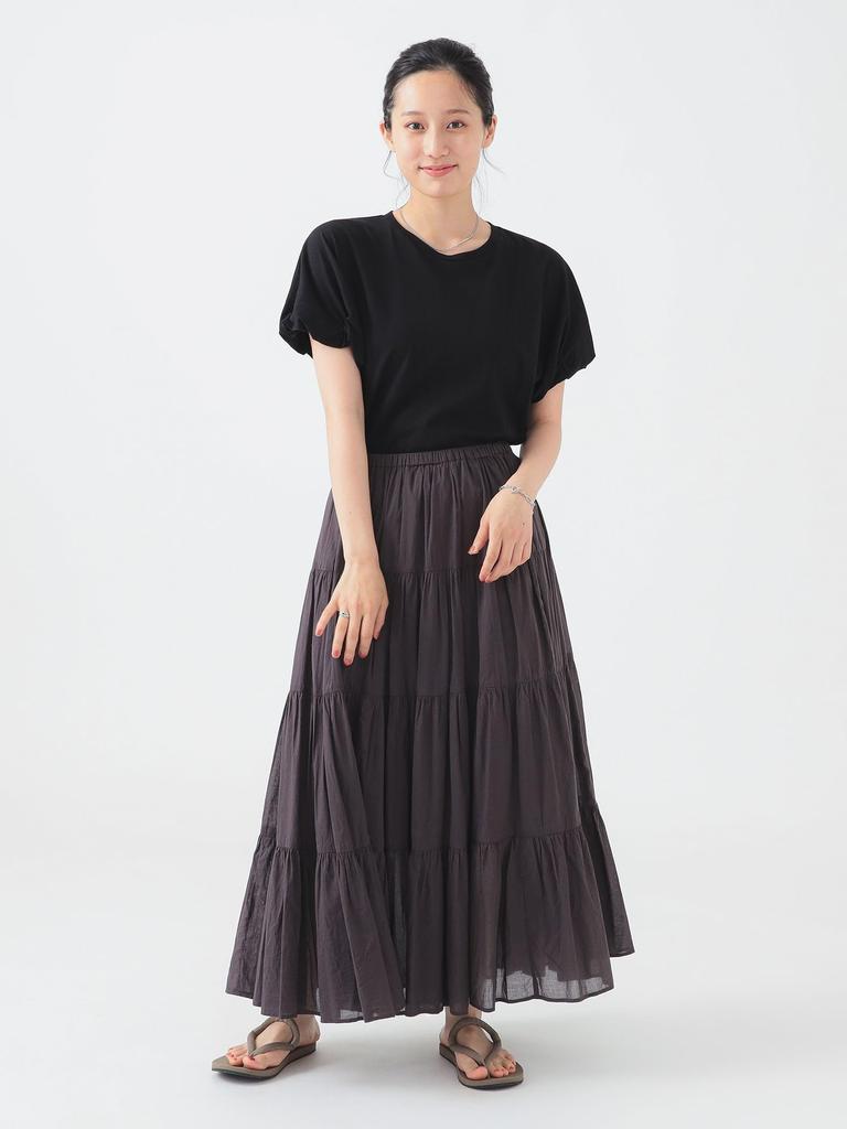 BEAMS Life Store by Beams Women's Indian Tiered Skirt (S-M) Ink Black