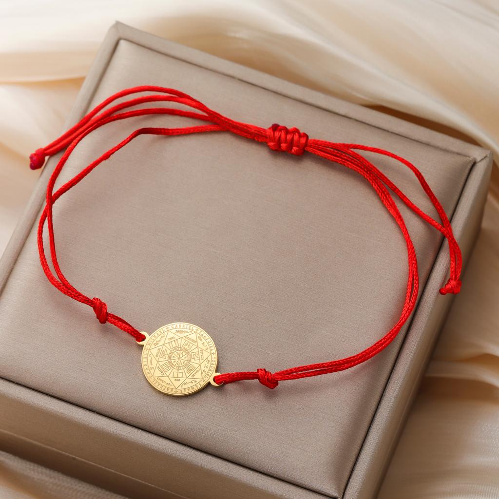 Teamer Seven Archangels Charm Bracelet Women Men Adjustable Stainless Steel Bracelets Amulet Seal of Solomon Jewelry Gift