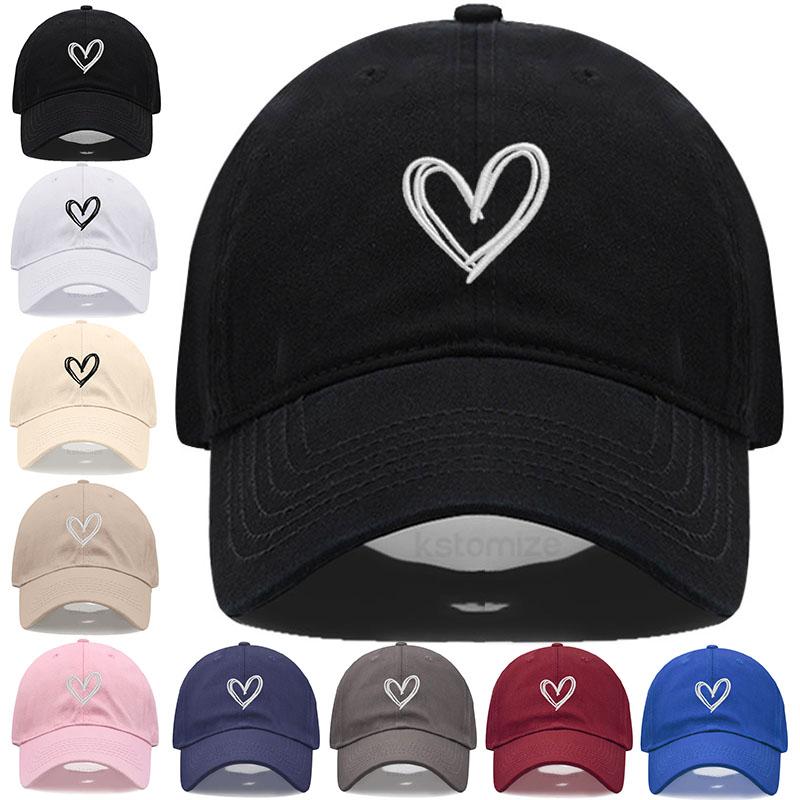 Unisex Soft Cotton Dad Hat Heart Embroidery Baseball Cap For Women Men Adjustable Unisex Casual Sports Caps