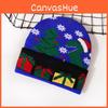 Christmas Knit Letters Cap With Deer Snowflake Pattern For Winter Holiday Party