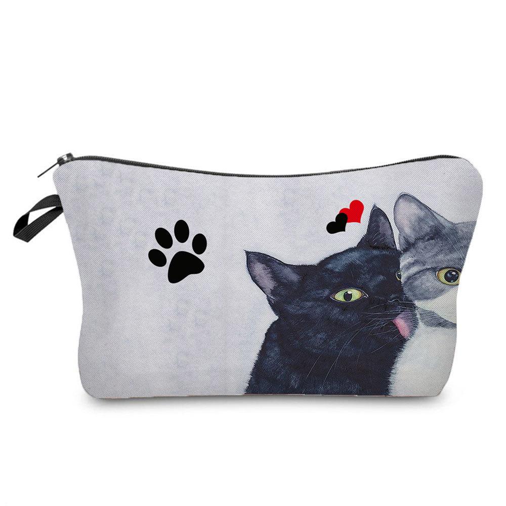 Women Cat Print Cosmetic Bag Toiletries Organize Travel Storage Case KTB
