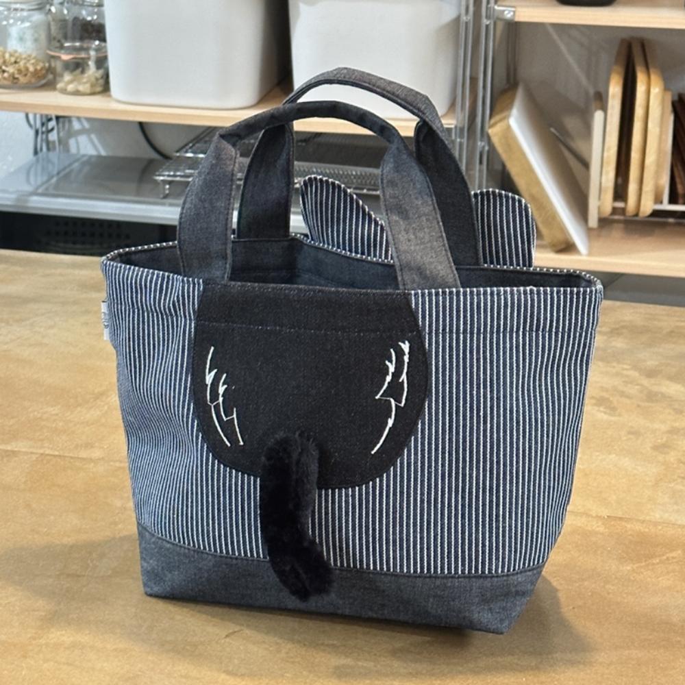 Large Capacity Top-Handle Tutoring Bag Cartoon Canvas School Bag Cat Tote Handbags  Students