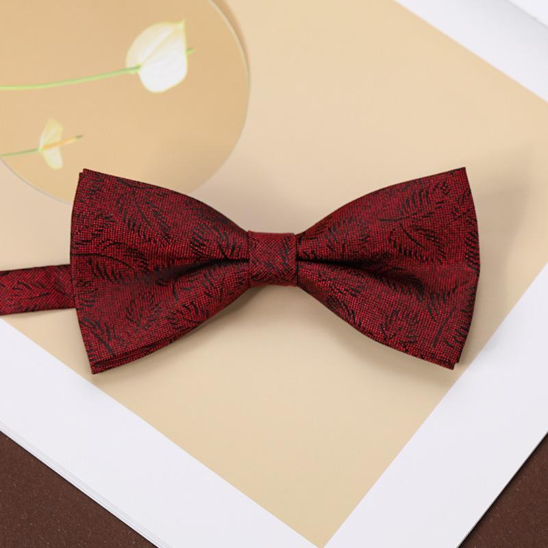 Men'S Fashion Bow Tie Color Woven Jacquard Double Striped Small Flower Business Retro Suit Shirt Bow