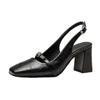 Einfarbige quadratische Kopfbeutel-Kopf-Sandalen neuer Feenstil mit Rock-Einzel-Schuhen leere dicke Absatz-High Heels