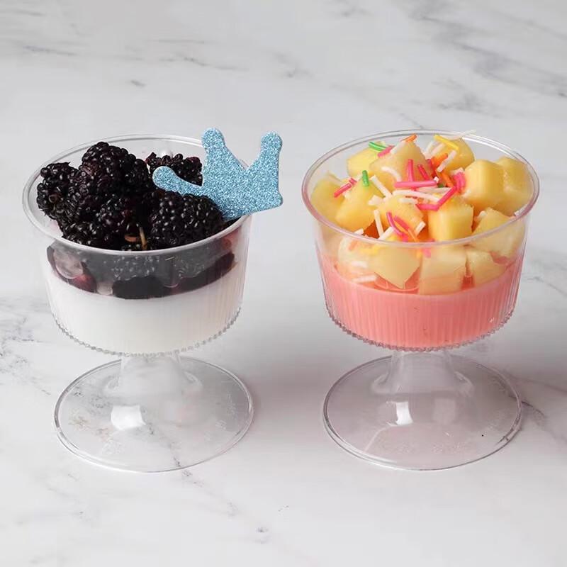 Pabei Disposable Plastic Stemmed Dessert Cups, 100ml