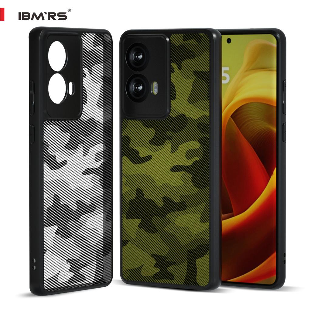 (Comes with wrist strap)IBMRS for Motorola Moto G85 Case,Anti-Fingerprint TPU Thin Phone Cases Cover Protective Shockproof (Camo Black)