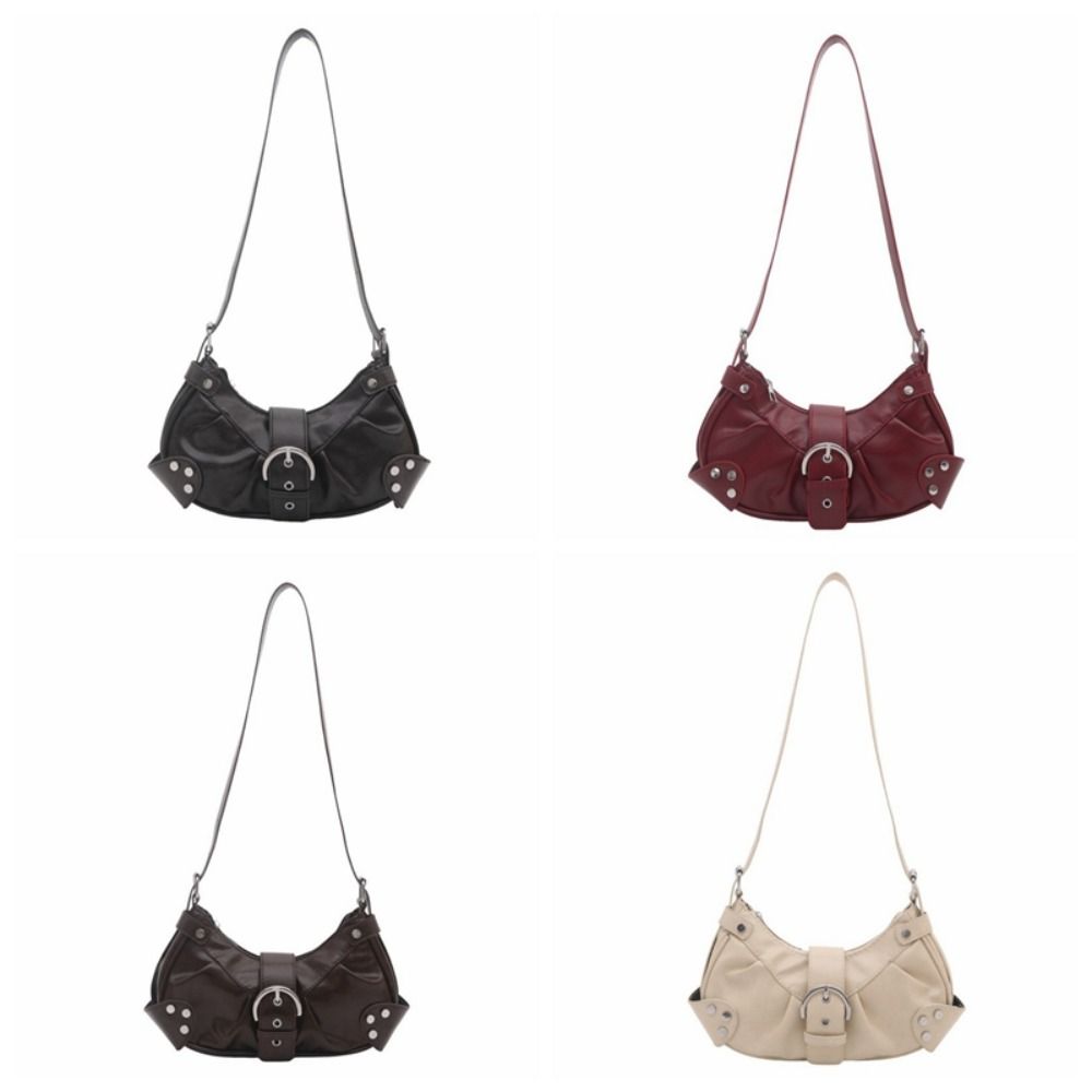 Pleated Y2k Shoulder Bag Hobo Bag Spicy Girl Handbag Vintage Buckle Underarm Bag Women