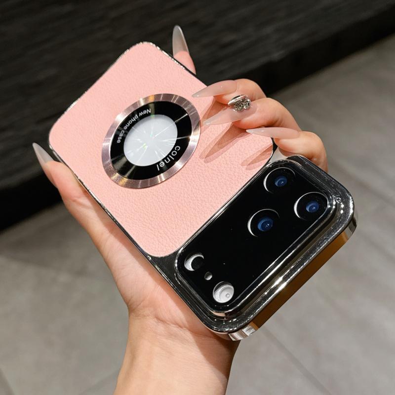 Luxury Leather Large Camera Glass forMagsafe Armor Case foriPhone 17 Air 16 15 14 13 12 11 Pro Max Plus Logo Magnetic Cover