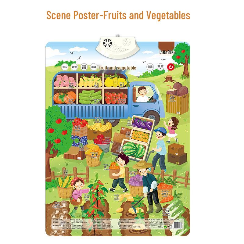 Lelefish Jucărie Educativă Vorbitoare și de Citit pentru Copii Mici: Diagramă sonoră a scenei, Pinyin, Puzzle cu numere