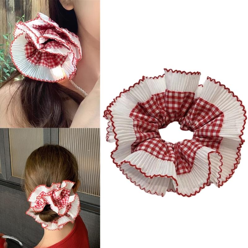 Popular Lace Scrunchies Double Layer Elastic Hair Tie for Formal Event Big Buns Hair Elastic for Formal and Leisure Wear