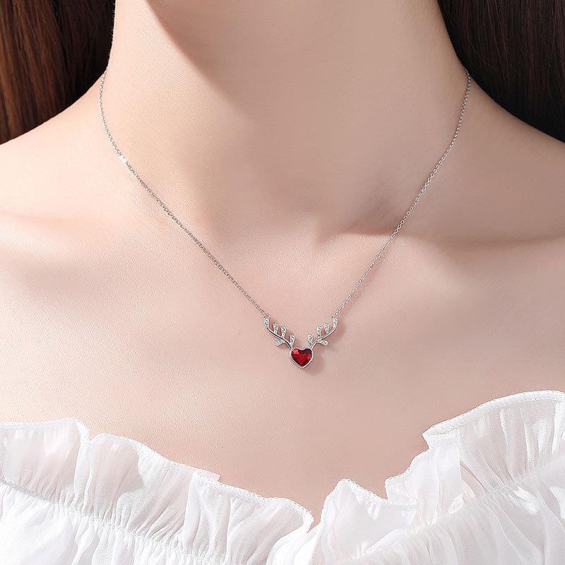 Yilu Has You Elk Antler Love Necklace Light Luxury Christmas Gifts for Best Friend Accessories