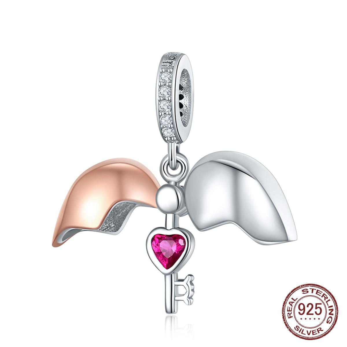 

925 стерлингового серебра ключ сердца открытый и близкий кулон амулеты подходят для женщин браслеты и ожерелья DIY ювелирные изделия