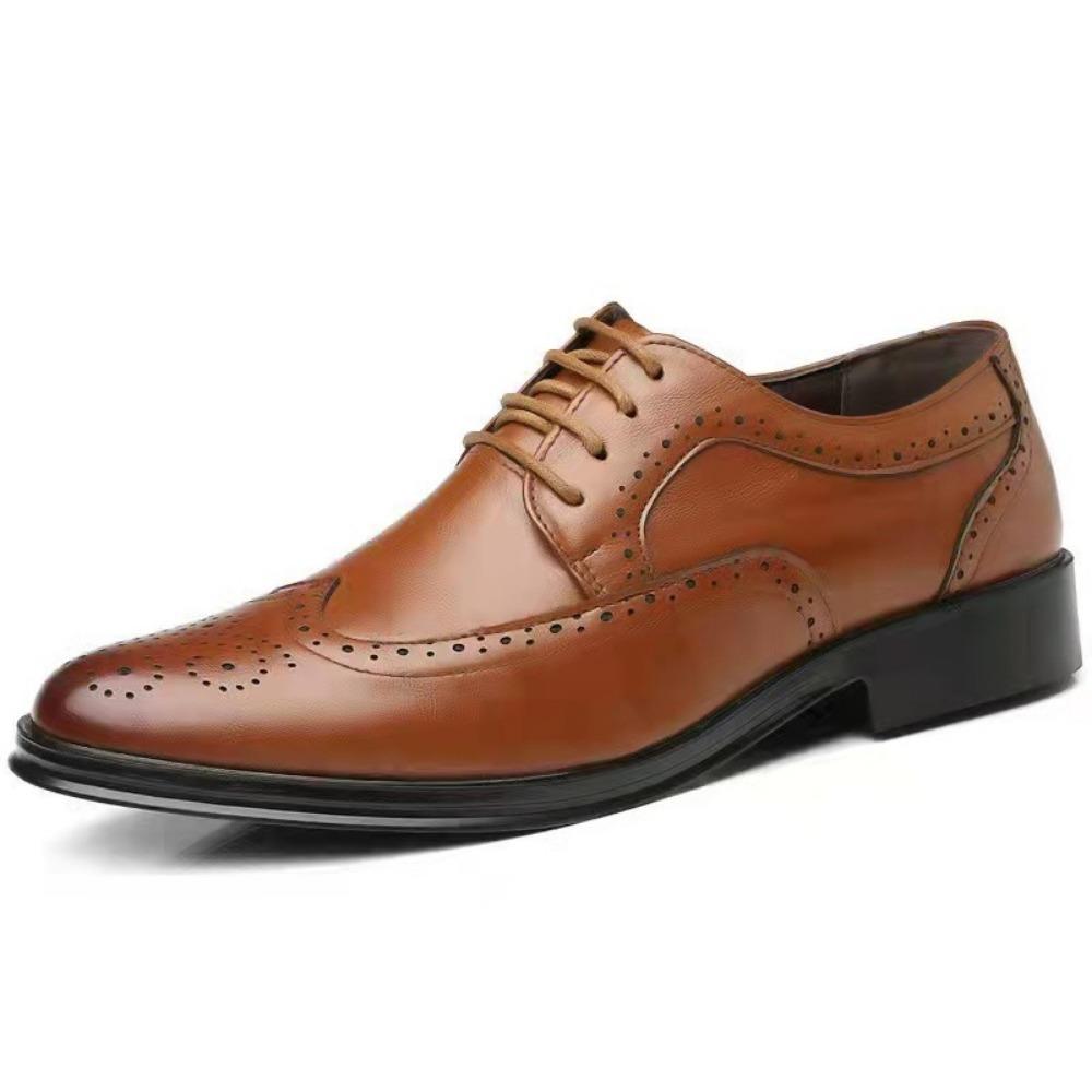 Mens Leather Shoes Brogue Business Formal British Style Big Size Perforated Oxford Shoes