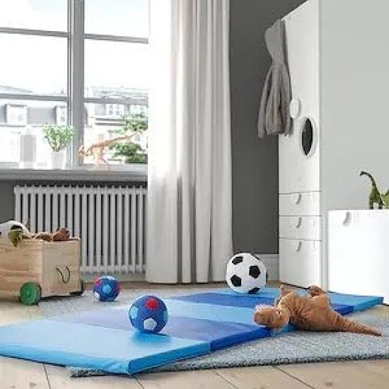 IKEA PLUFSIG Folding Gym Mat, Blue, 78x185cm (m70552267)
