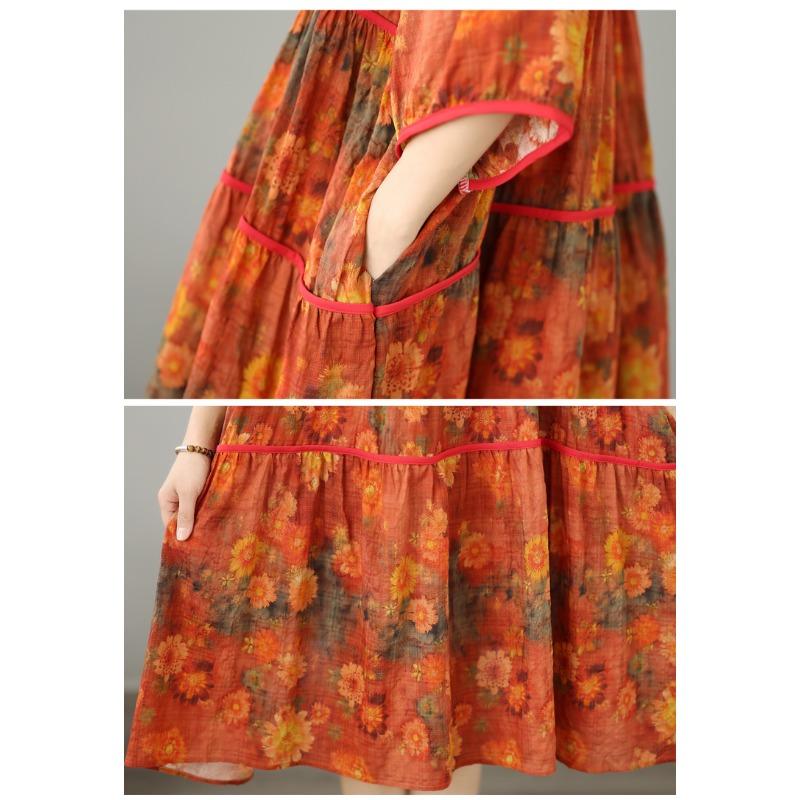 DIMANAF Nuovo 2026 Donna Taglie Forti Estate Abito Lungo Abito da Sole Ampio Oversize Maxi Donna Floreale Stampa su Cotone Vestito