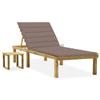 Day and Night - Day and Night Garden Lounger with Impregnated Pine Wood Table and Cushion