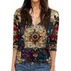 Women's T Shirt Print 3/4 Sleeve Daily Weekend Fashion Basic V- Neck Regular Top