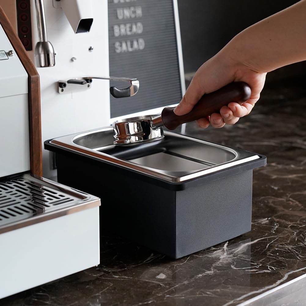 watchget Espresso Coffee Knock Box, Durable Stainless Steel Dump Bin for Coffee Grounds, Removable Non-Slip Base, Coffee Grounds Container for