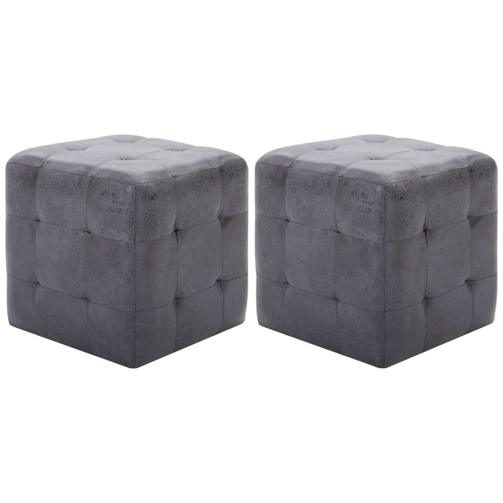 Vidaxl Stoliki Nocne, 2 Szt., Szare, 30X30X30 Cm, Sztuczny Zamsz