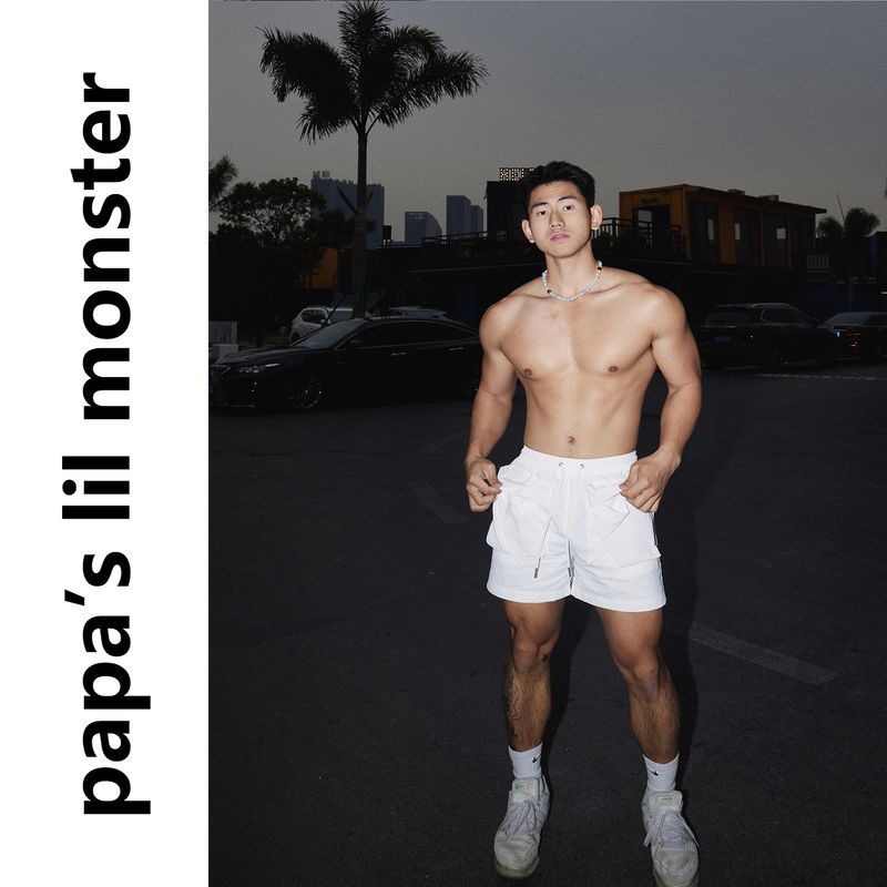 

Papaslilmonster [Original] American Quick-Drying Beach Shorts Summer Casual Sports Pants Fashion White X L