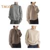 Women Winter Sweater High Collar Long Sleeve Soft Warm Knitting Tops Solid Color Loose Fit Pullover Tops