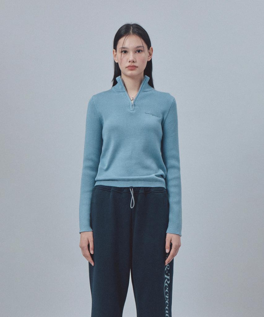 REST&RECREATION Slim Fit Half Zip-Up Knit - Light Blue