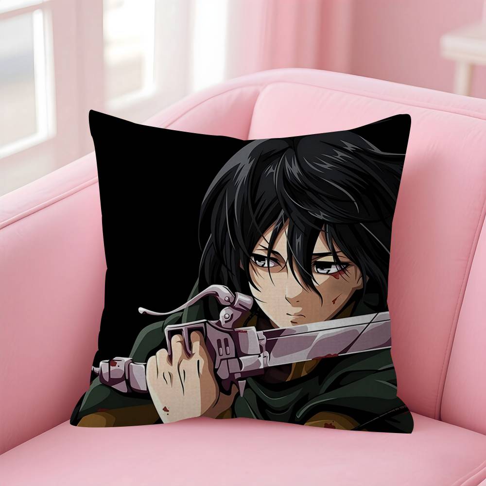 Anime AAttack On Titan Mikasa Ackerma Pillow Cushion Cover Pillowcase Living Room Sofa Home Decor Customized