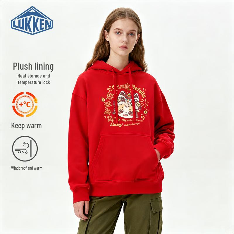 LUKKEN Women s New Year Good Luck Horse Graphic Fleece Hooded Sweatshirt 3XL