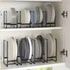 4pcs Black Metal Kitchen Dish Rack Space-Saving Kitchen Tiered Shelf Organizer Drying Rack Home Kitchen Tableware Storage Racks