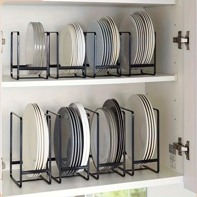 4pcs Black Metal Kitchen Dish Rack Space-Saving Kitchen Tiered Shelf Organizer Drying Rack Home Kitchen Tableware Storage Racks