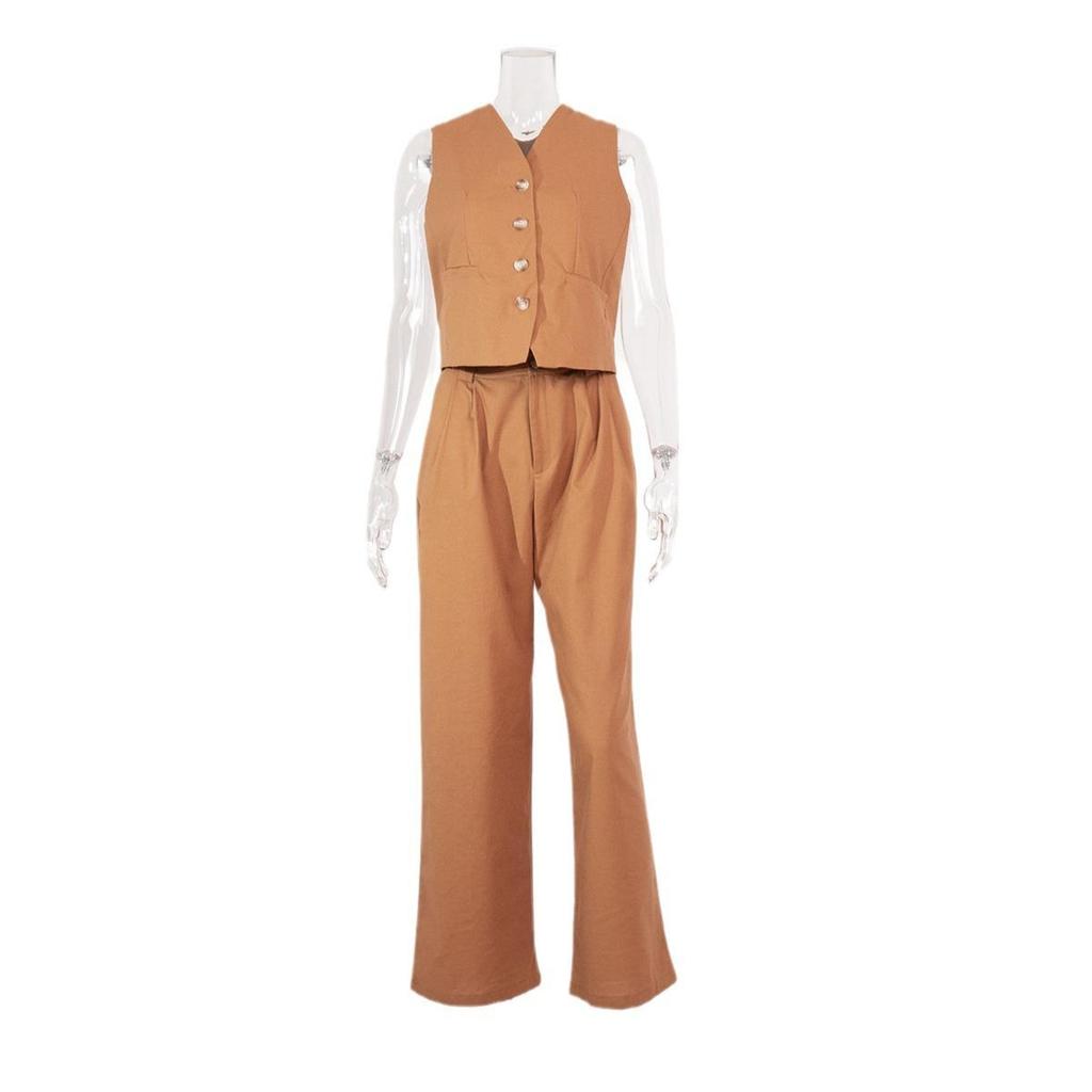 Set da due pezzi gilet e pantaloni da donna Set da 2 pezzi chic estivo da donna per ufficio