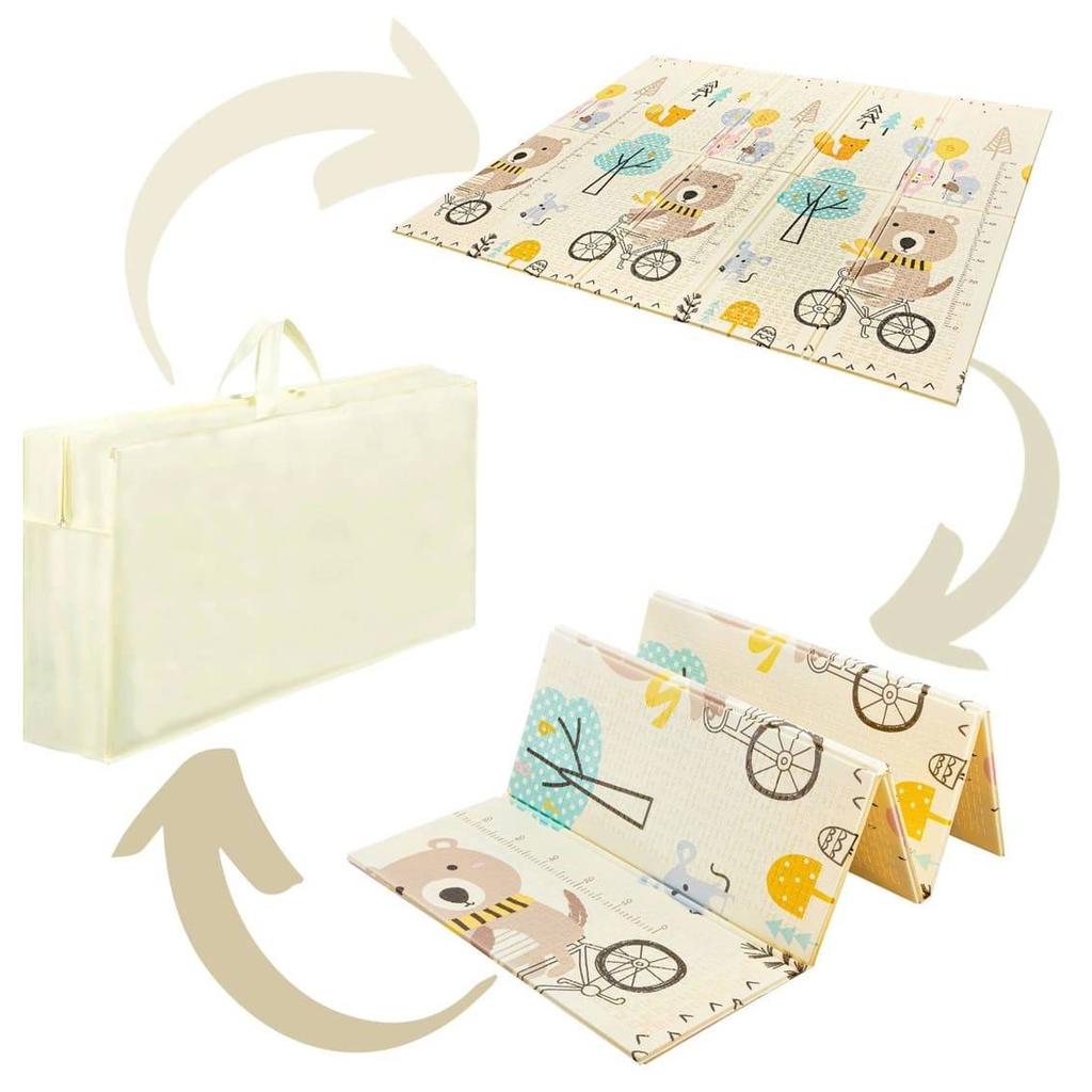 10 mm folding foam mat "Teddy Bear on a Bike" 200 x 180 cm