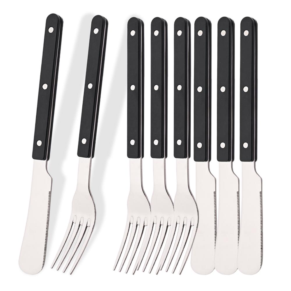

Blue Silver 8Pcs Dinnerware Acrylic Handle Knife Fork Set Stainless Steels Cutlery Set Western Dinner Kitchen Flatware