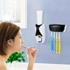1set Automatic Toothpaste Dispenser And Toothbrush Holder Set Wall Mounted Toothbrush Rack Plastic Bathroom Storage Rack With