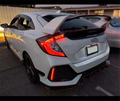 Universal Glossy Black LED Tail Brake Turn Flowing Light Rear Trunk Roof Car Spoiler Lip Tail Wing Lid