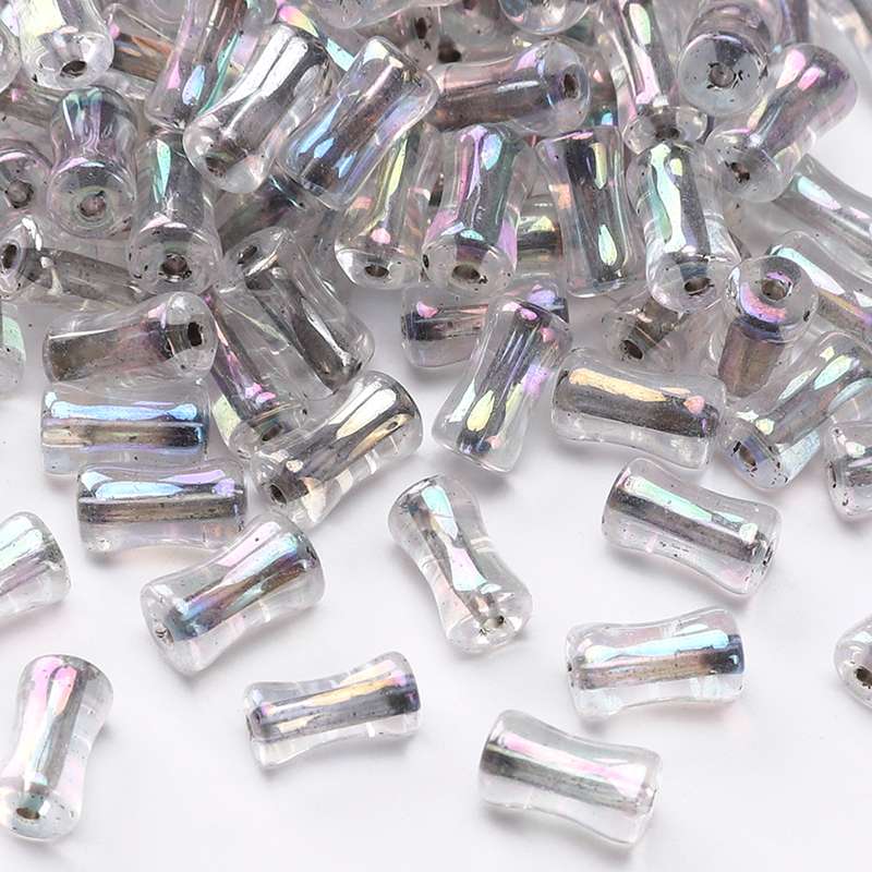 4x8mm Shiny Transparent Bamboo Beads Glass Cylindrical Beads Can Be Used For DIY Jewelry Making Necklace Bracelet